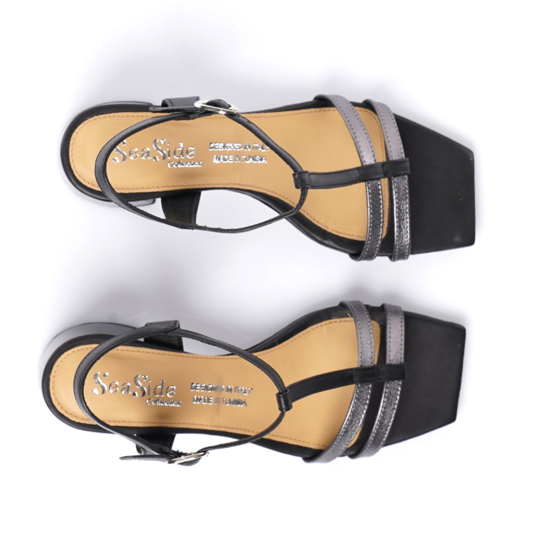 Sandale cuir demi talon E26-G804