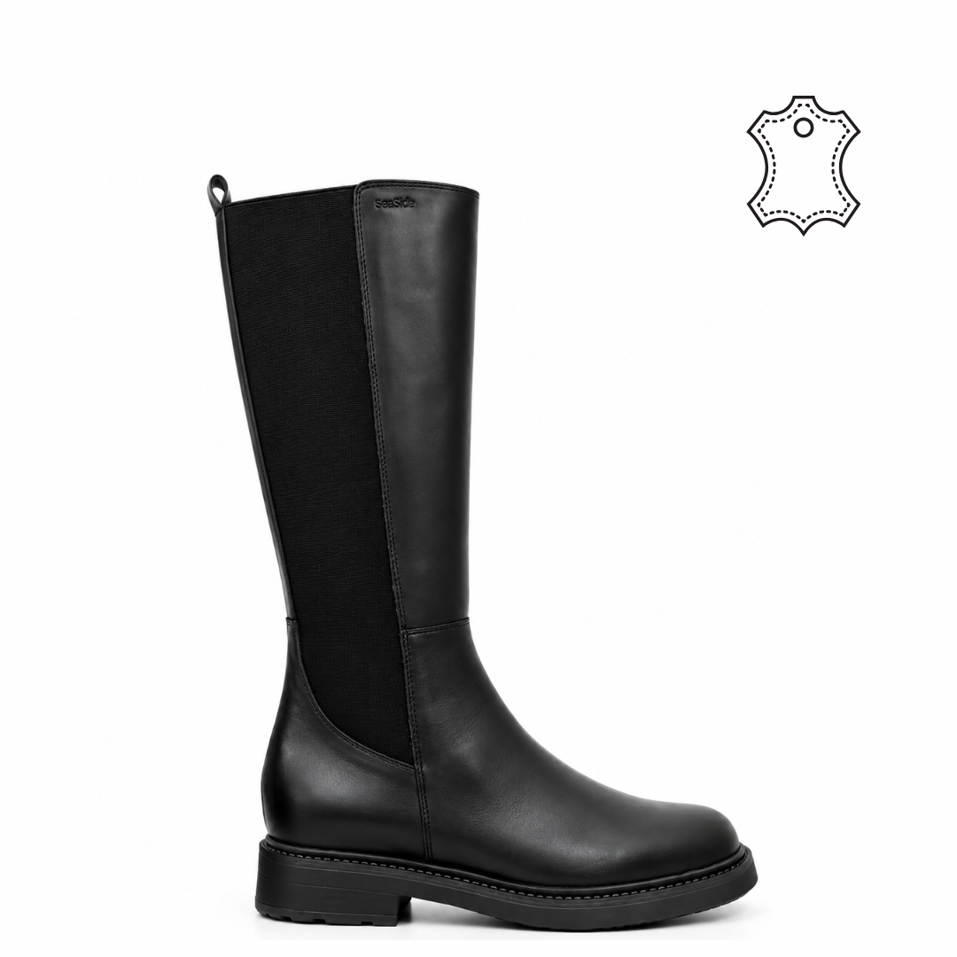 Bottes Cuir Elastique Plat
