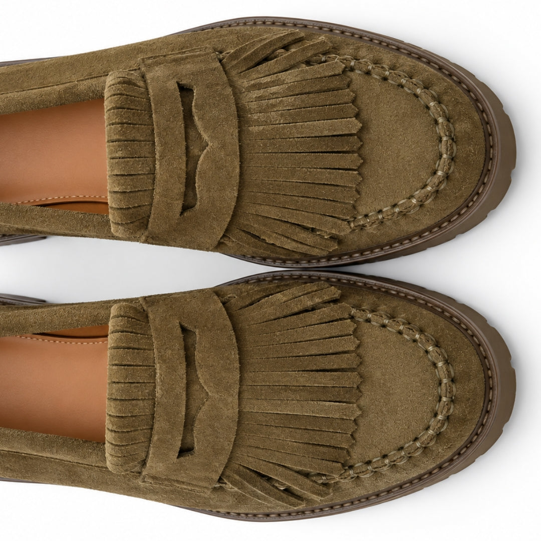 Mocassin Daim Frange Plat H26-F091