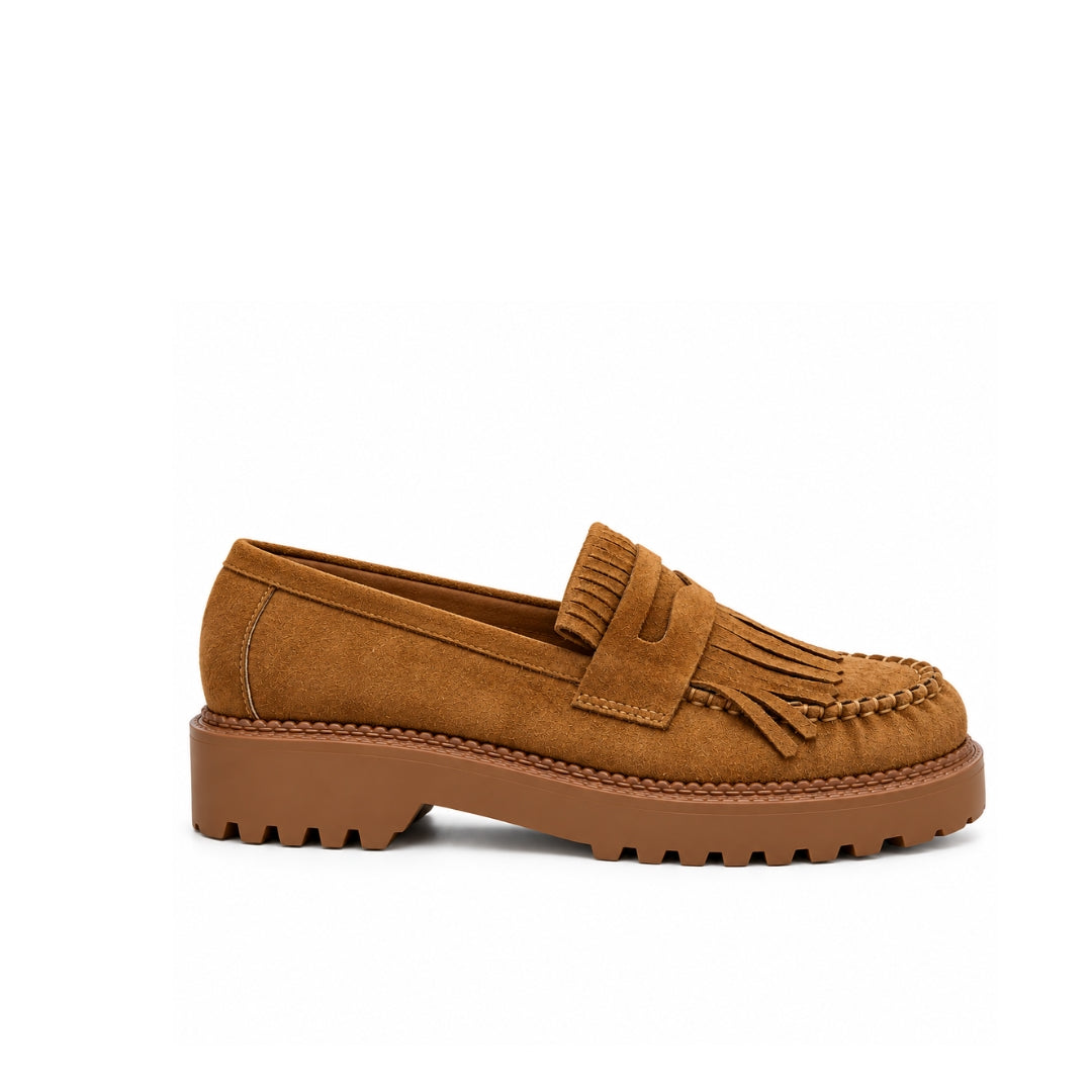 Mocassin Daim Frange Plat H26-F091