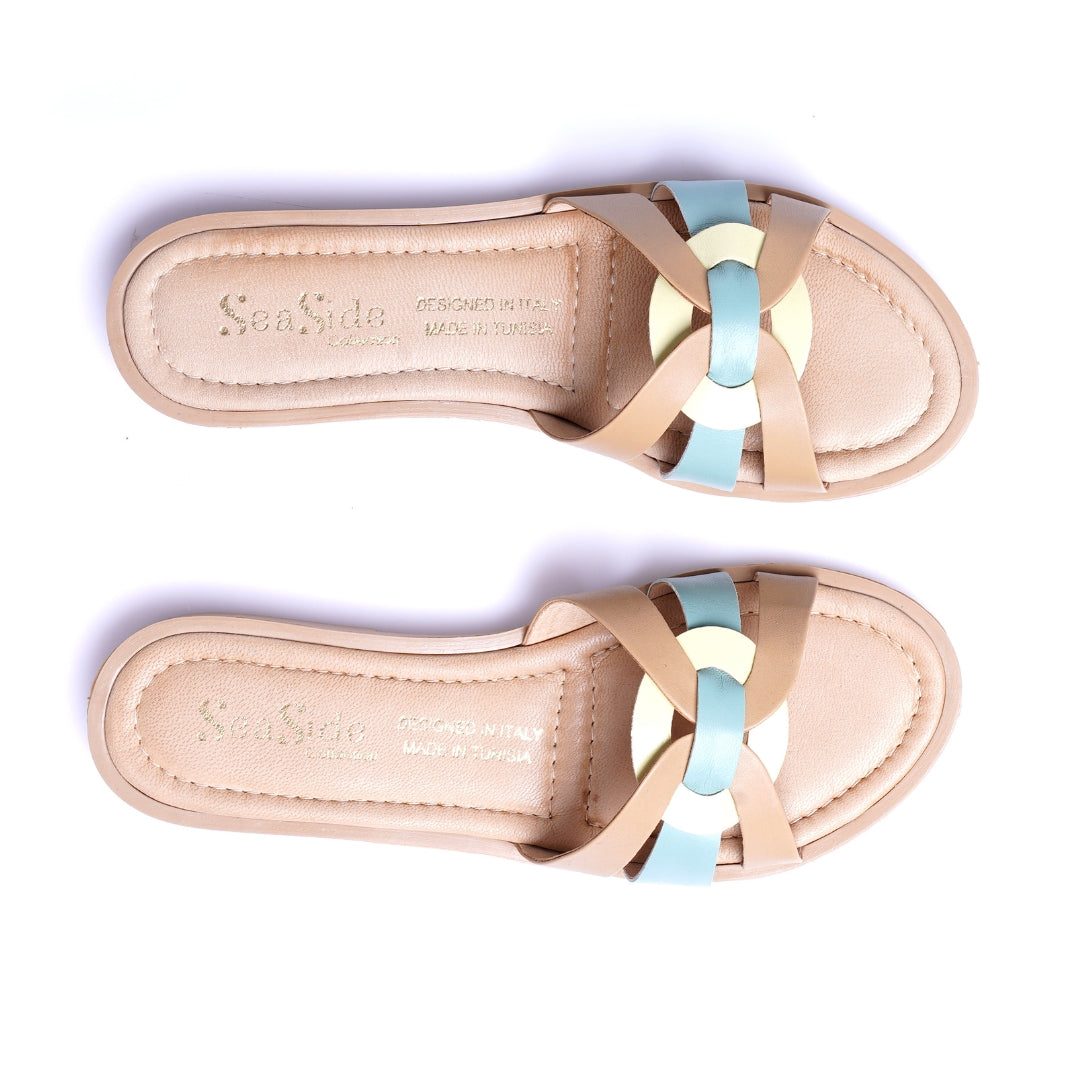 Claquette cuir plat E26-7081