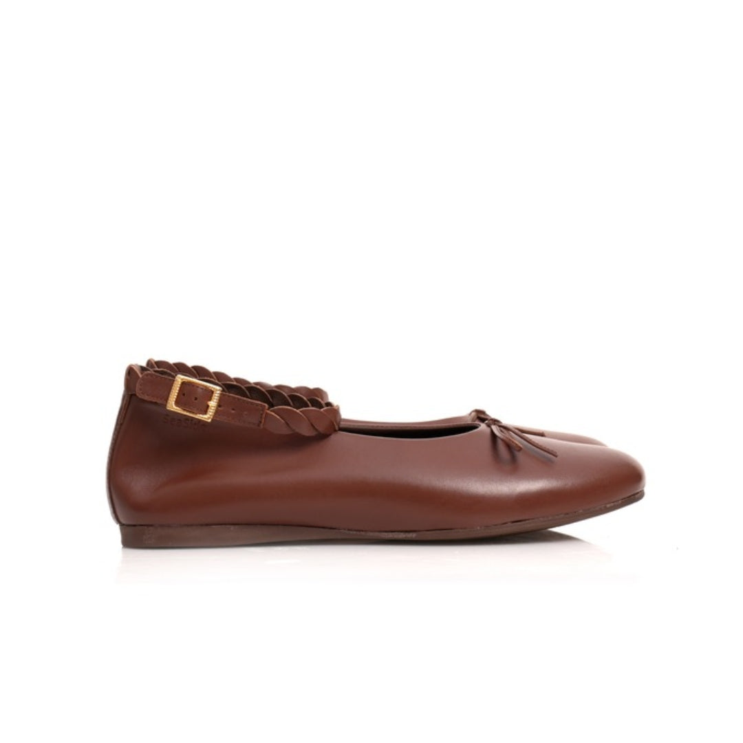 Ballerines Bride Cheville Tressée en Cuir P26-2507