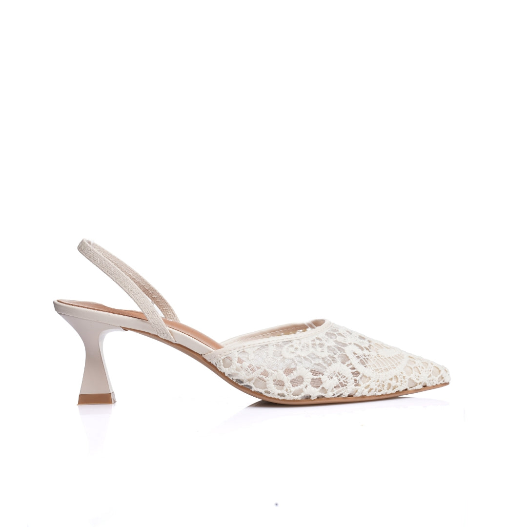 Slingback dentelle demi talon E26-F561