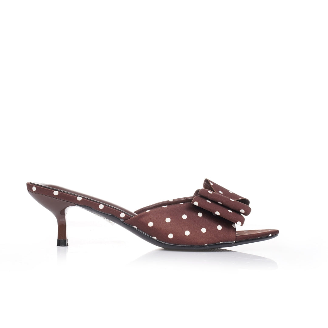 Sabot satinées à pois avec nœud demi talon E26-F597