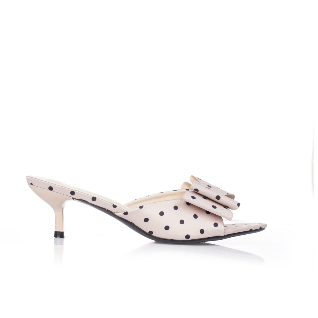 Sabot satinées à pois avec nœud demi talon E26-F597