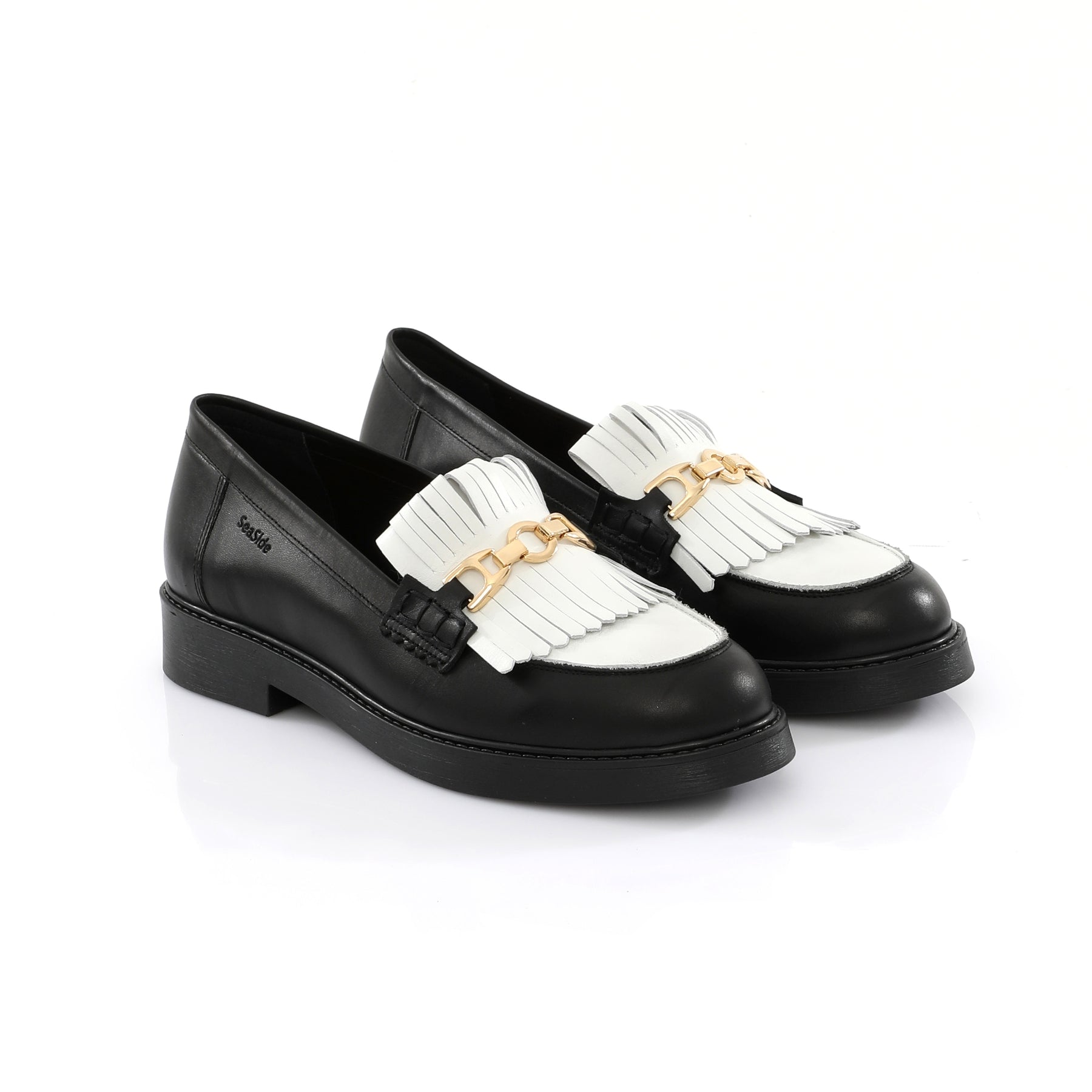 Mocassin Frange {Cuir} PLAT P25-400