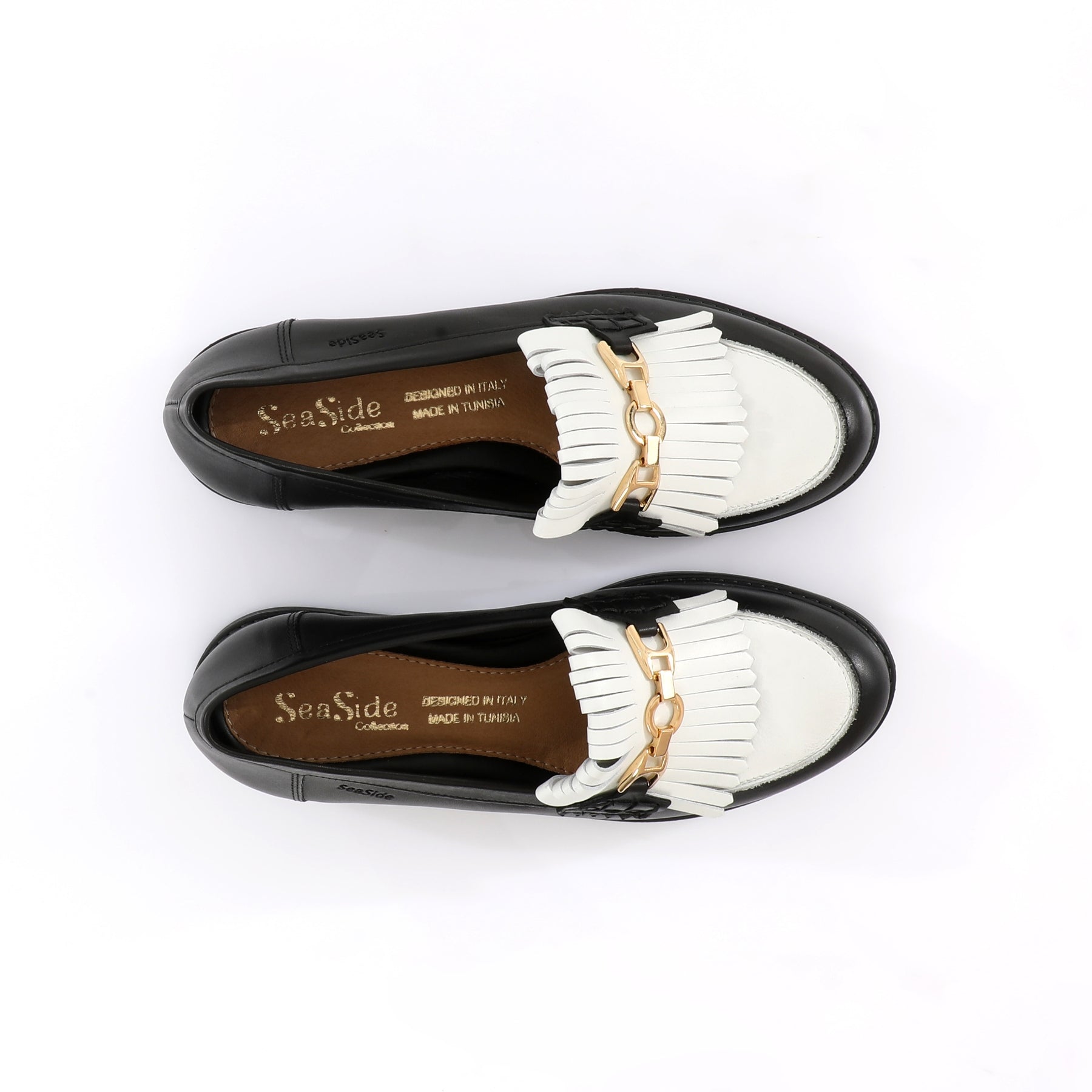Mocassin Frange {Cuir} PLAT P25-400
