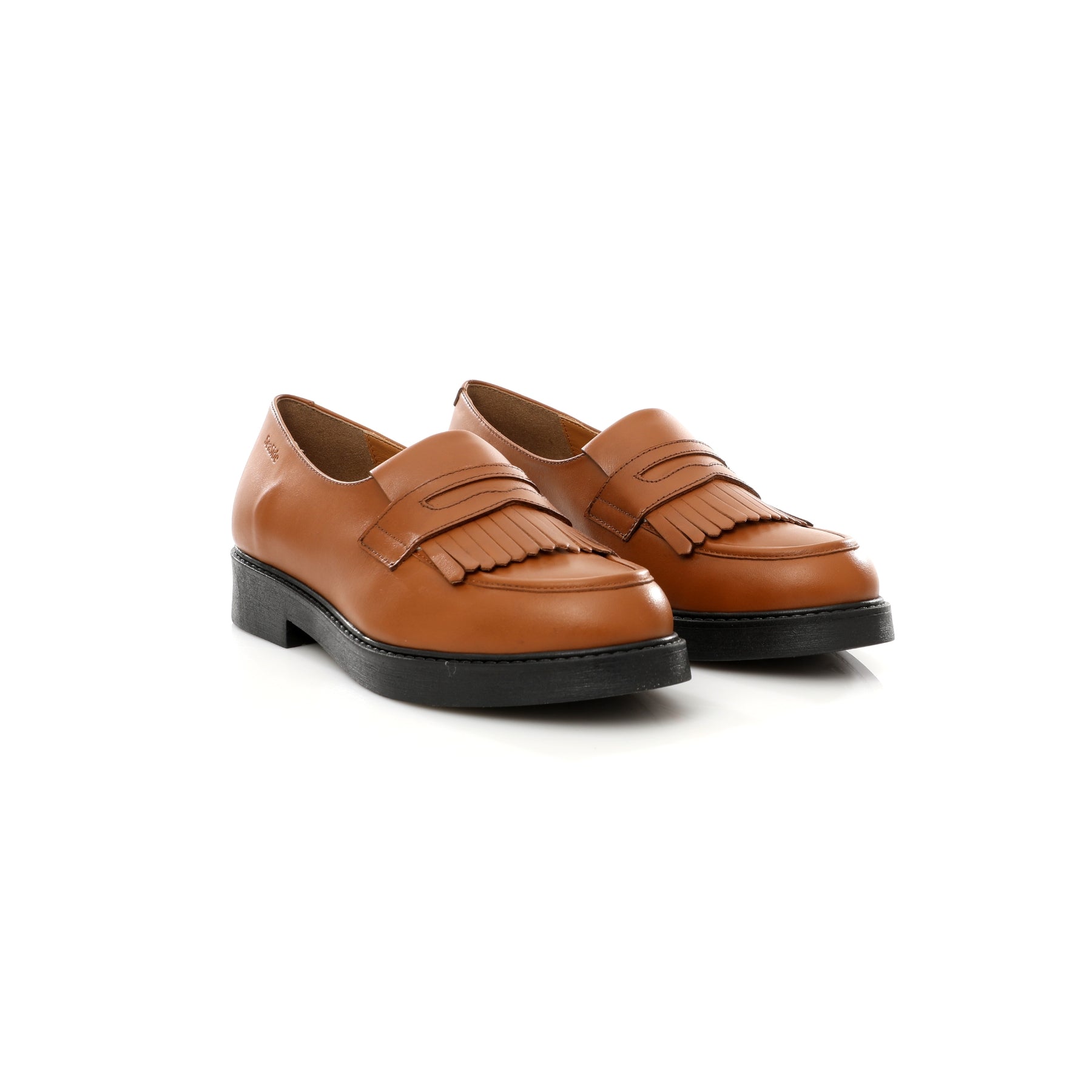 Mocassin {Cuir}Plat avec Frange P25-025