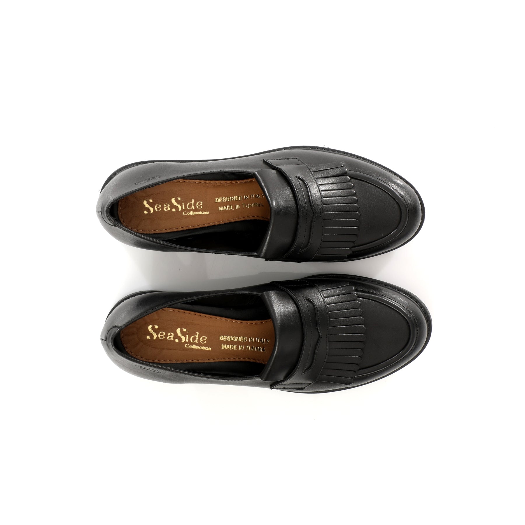 Mocassin {Cuir}Plat avec Frange P25-025