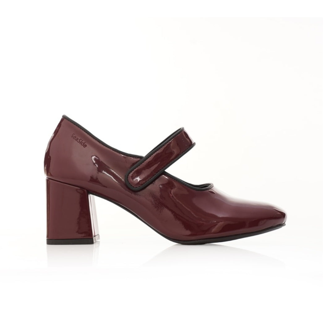 Mary Jane demi Talon Bordeaux vernis