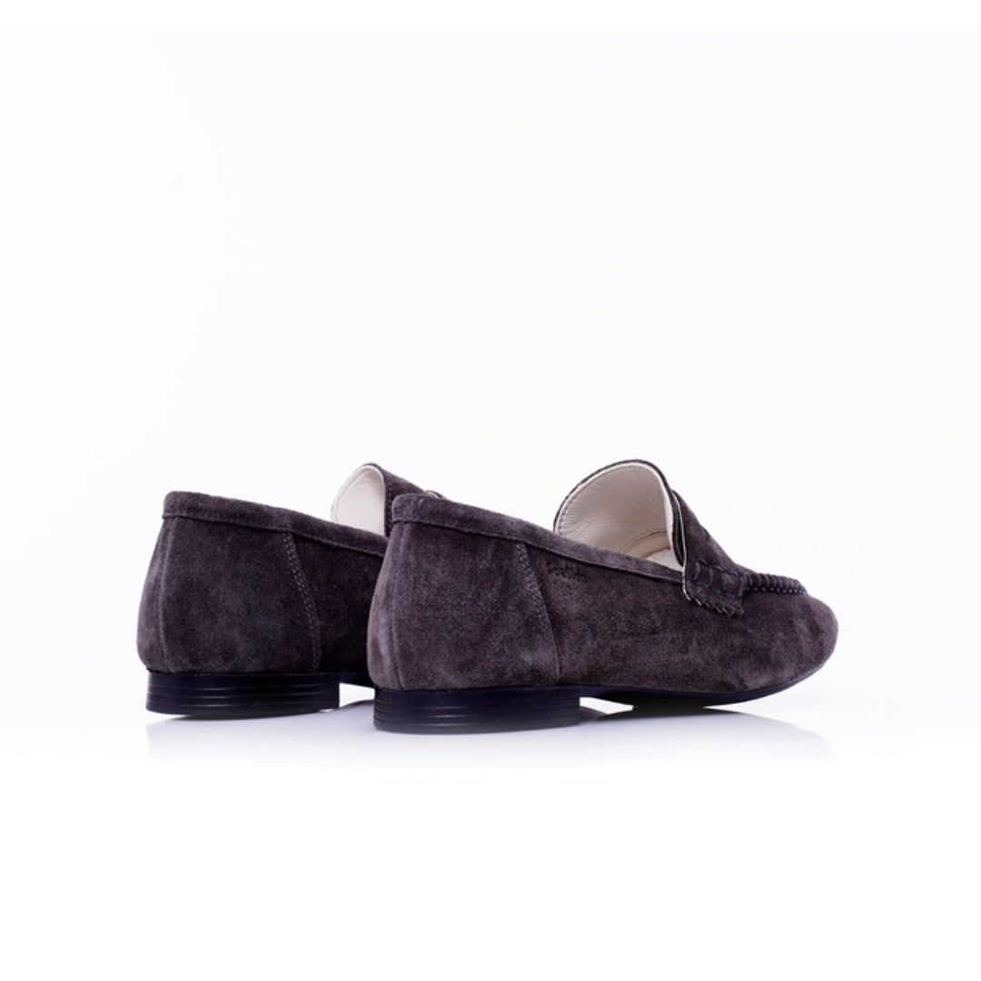 Mocassin cuir daim plat