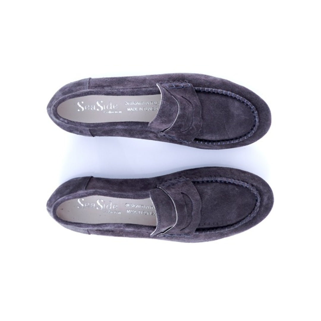 Mocassin cuir daim plat