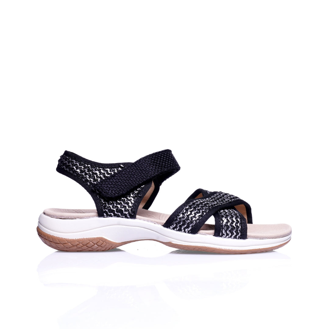 Sandale confort femme à petit talon 3 cm noir