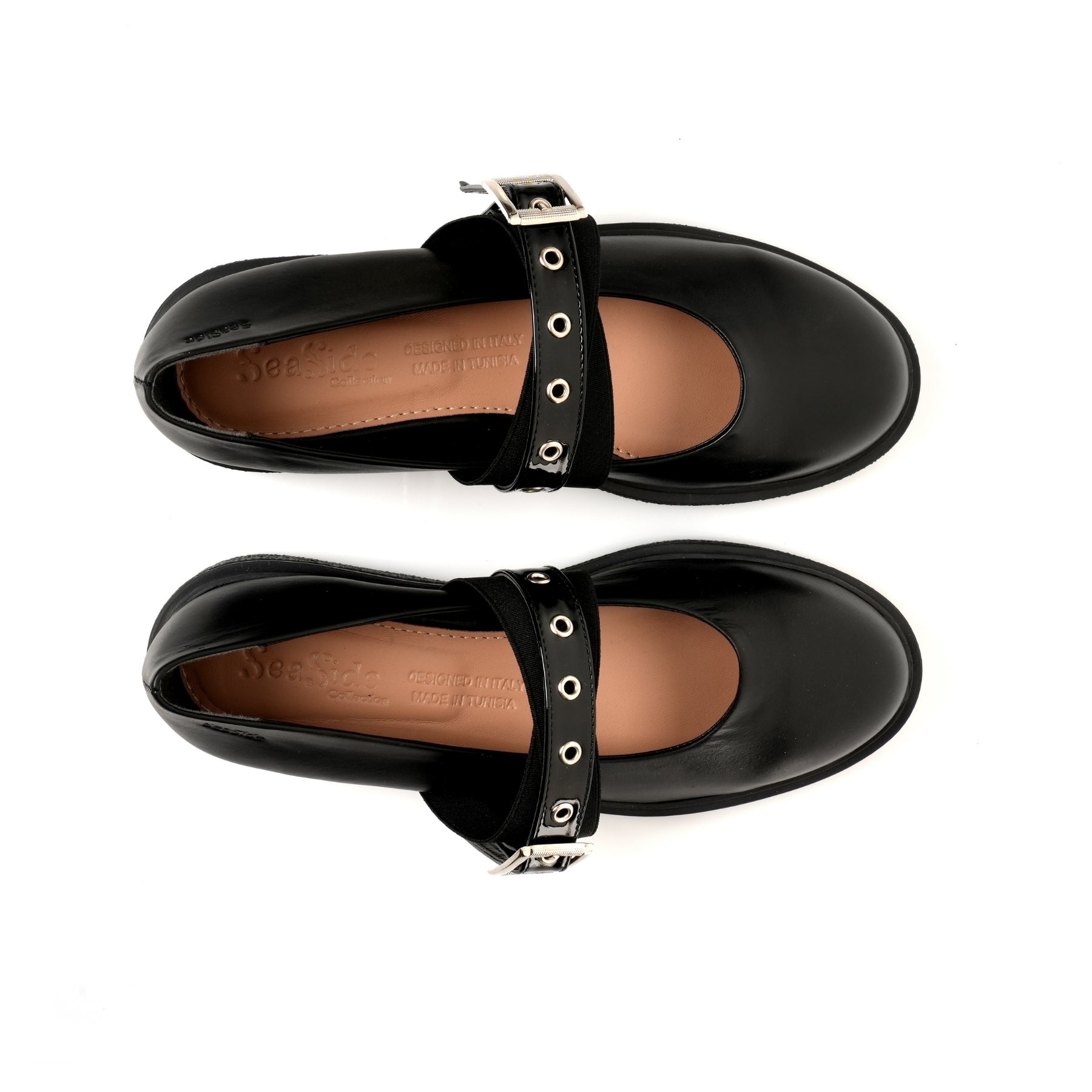 Mary jane Cuir Plat H25-1801