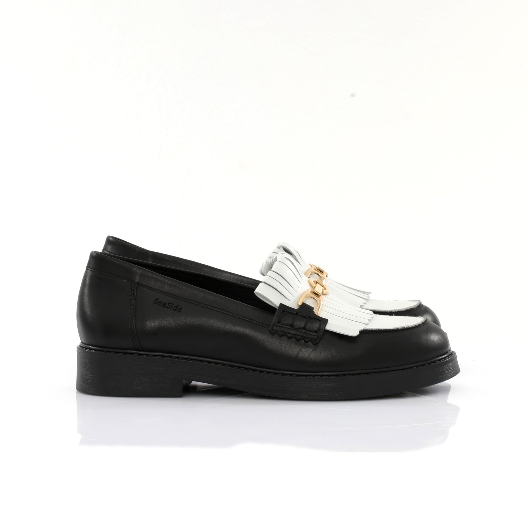 Mocassin Frange {Cuir} PLAT P25-400