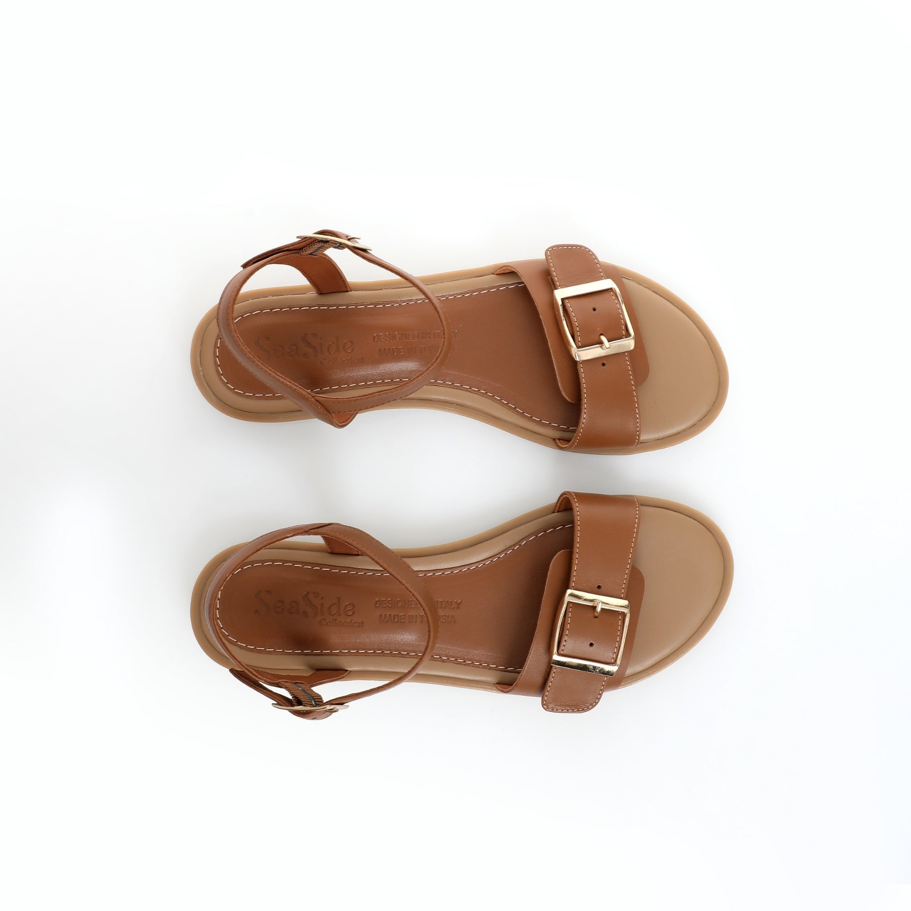 Sandales {Cuir} plates E25-092