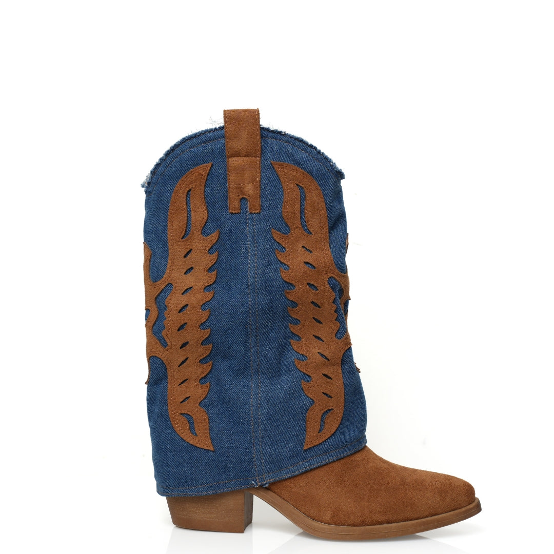 Botte Santiag Velour Denim H25-F527