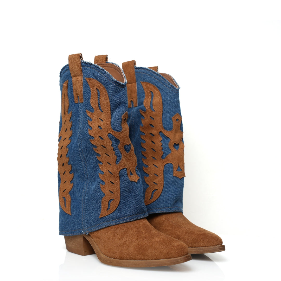 Botte Santiag Velour Denim H25-F527