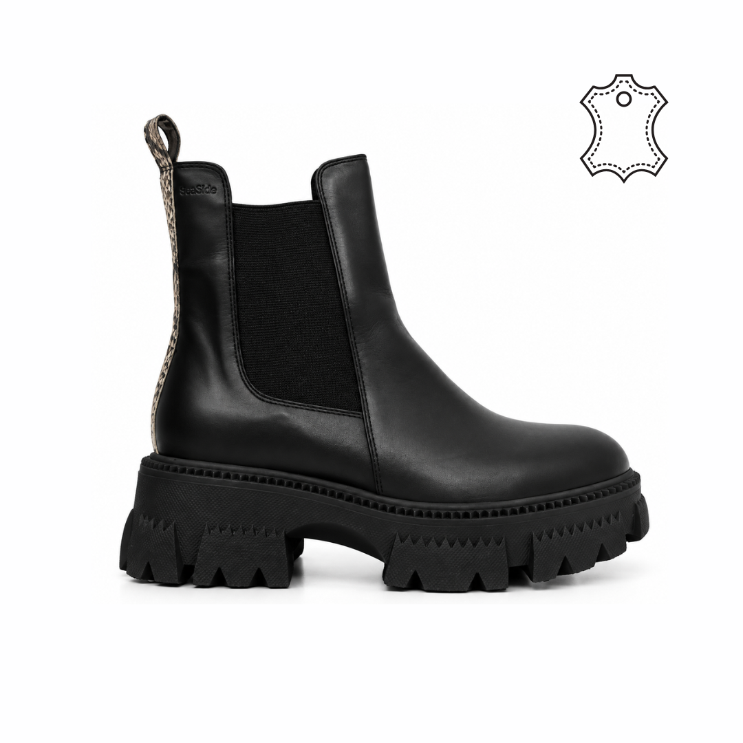 bottine cuir noir