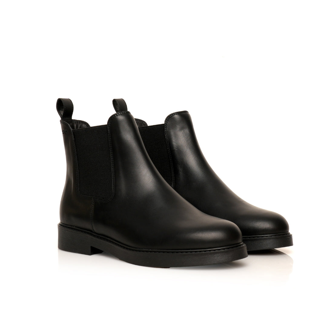 bottine cuir noir élastique femme