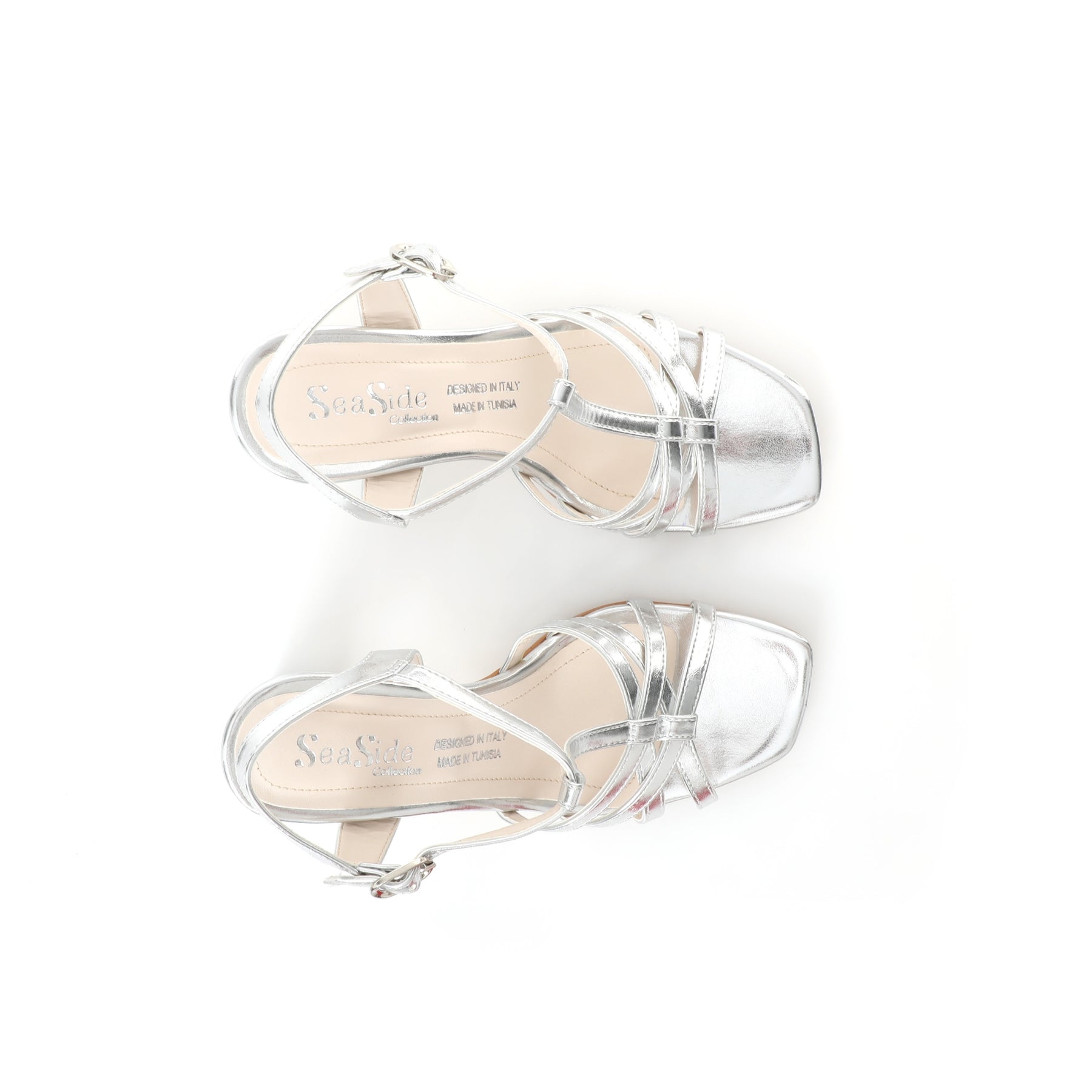 Sandale soirée Argent à talon bas pour femme