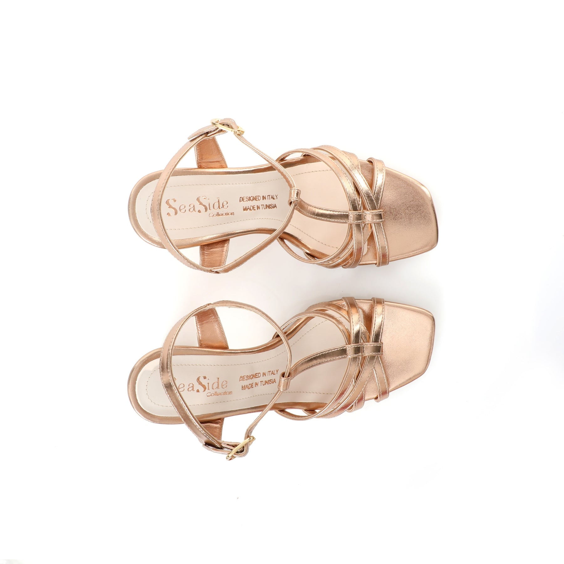 Sandale soirée Champagne à talon bas pour femme