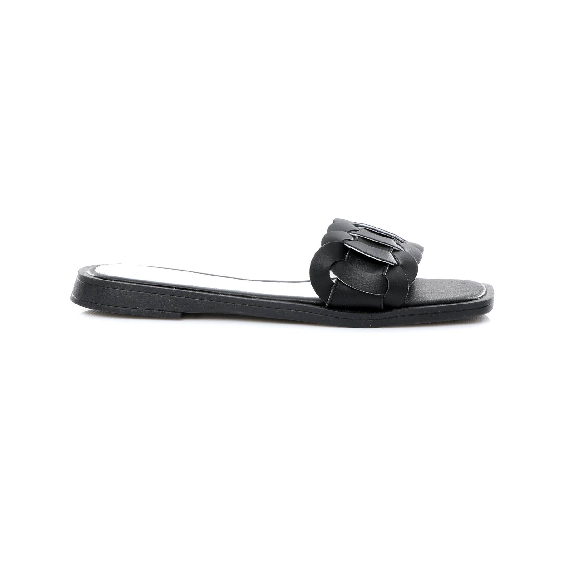 Claquette Plate Femme 100% Cuir Noir