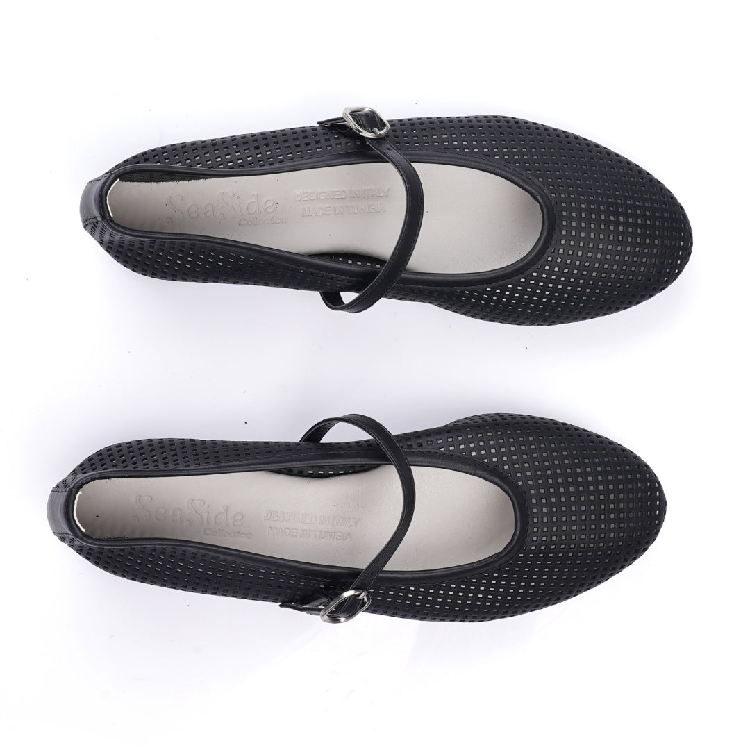 mary jane cuir perfore femme blanc noir chaussure elegante confortable tunisie