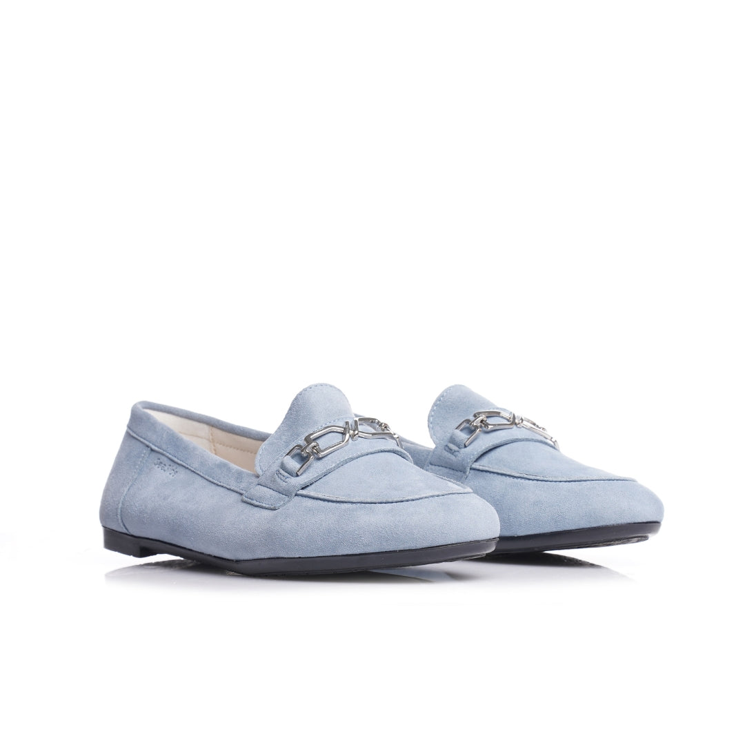 mocassins bleu ciel en cuir