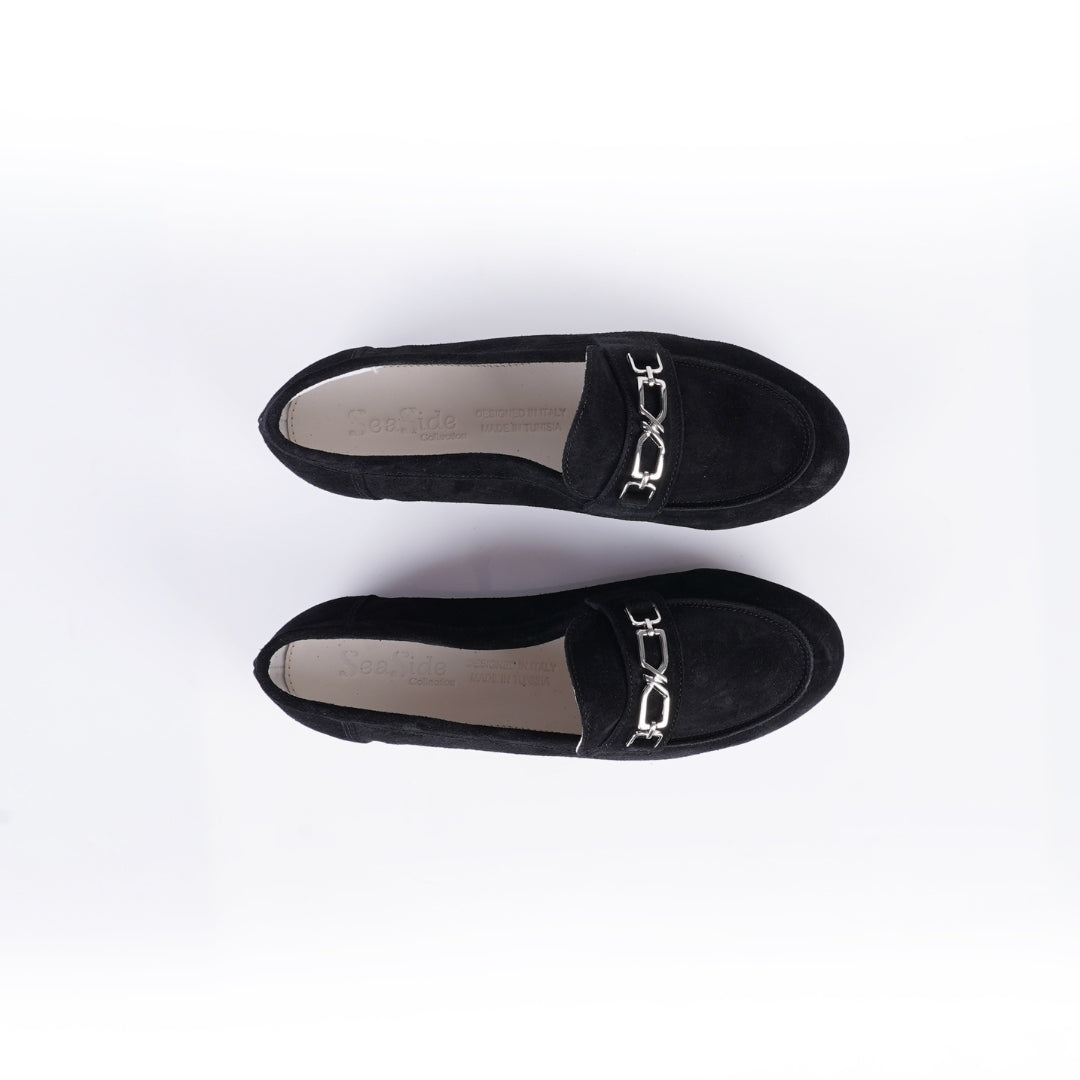 mocassins daim noir femme