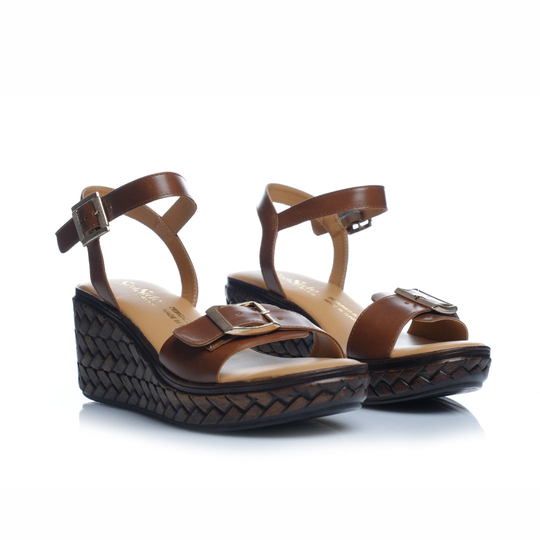 sandale cuir compensée
