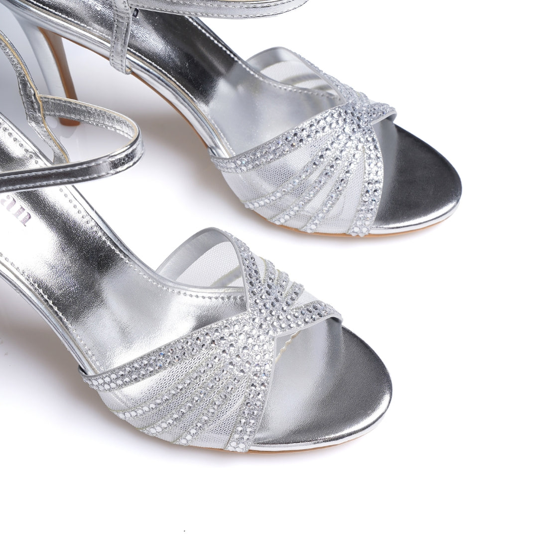 sandale soirée argent femme
