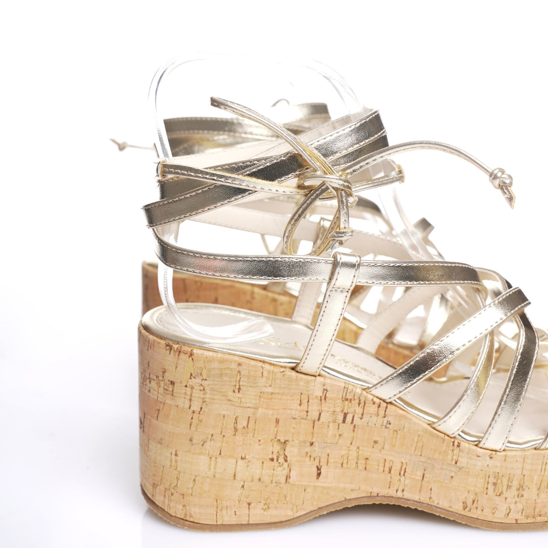 sandales dore plateforme femme