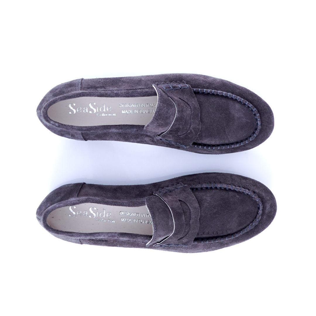 Mocassin Cuir Daim Plat P26-6086