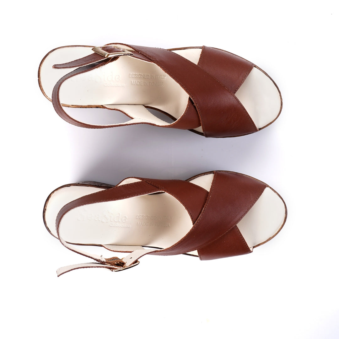 Sandales compensées Cuir croisées E26-902