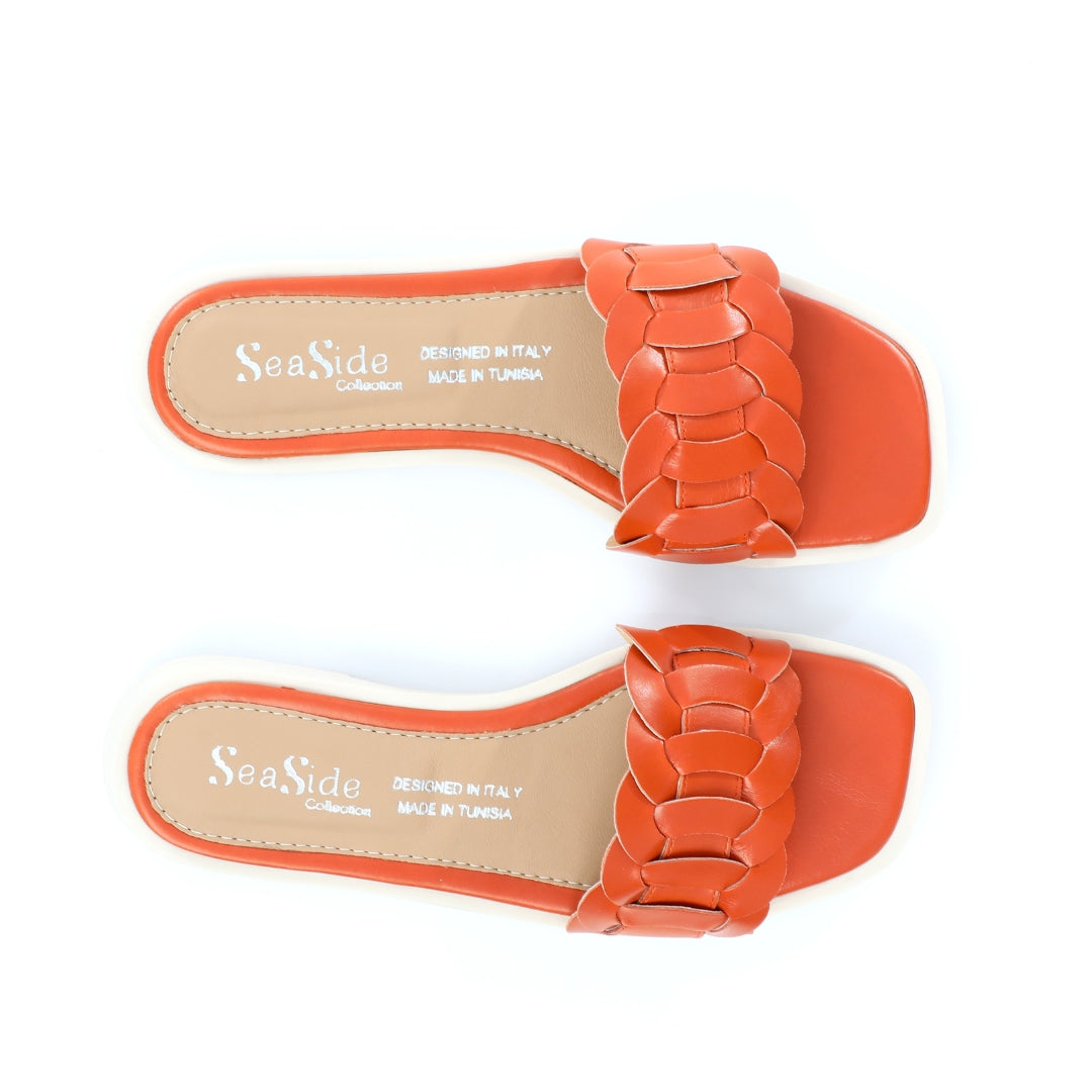 Claquettes Femme Cuir Tressées Confort E25-056