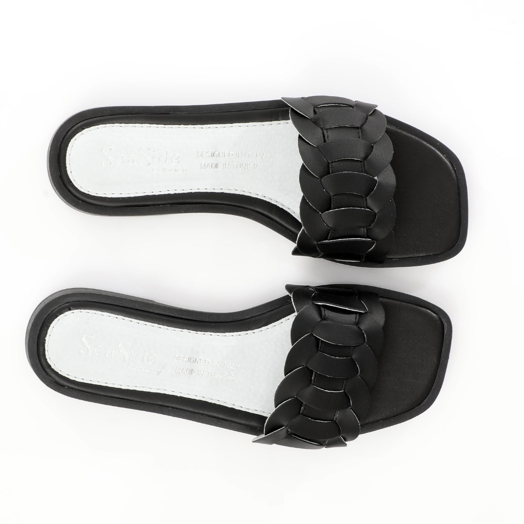 Claquettes Femme Cuir Tressées Confort E25-056