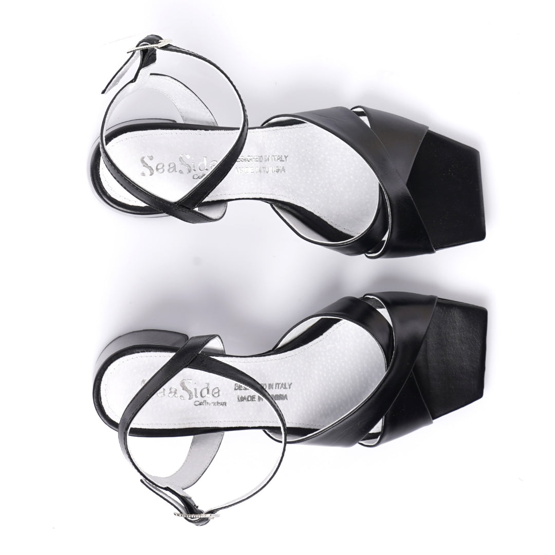 Sandale cuir demi talon   E26-2011