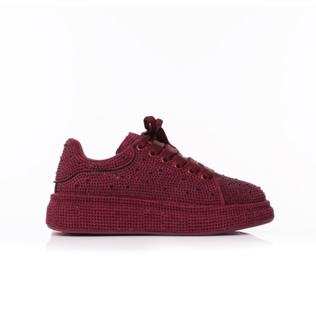 Baskets femme à strass bodeaux