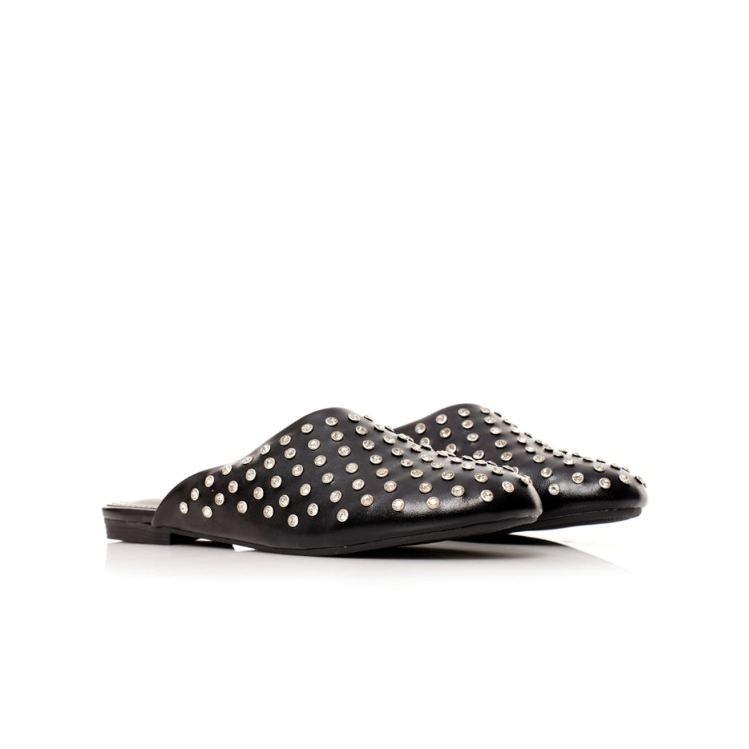 Mules plates à strass P26-F360