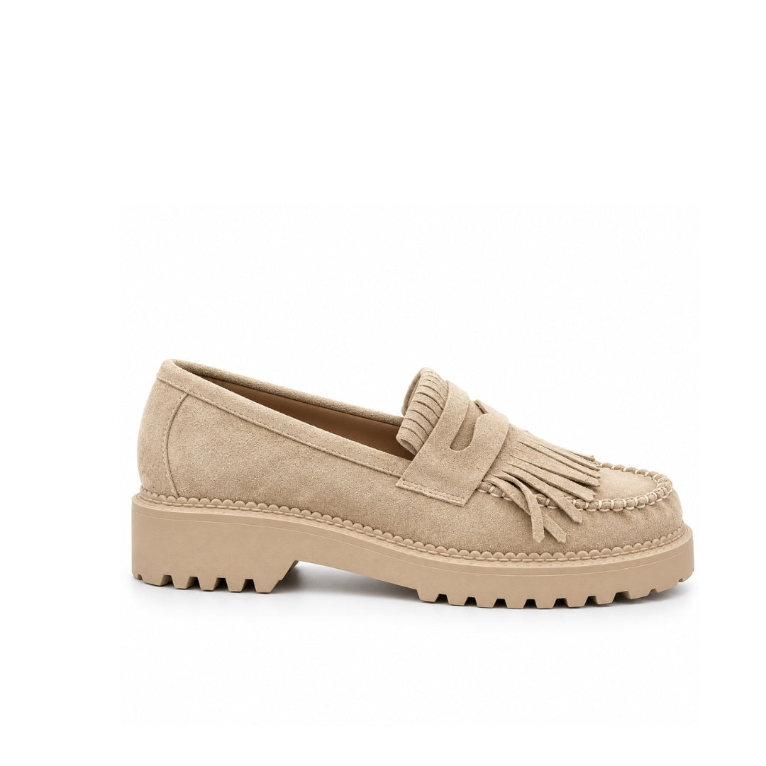 Mocassin Daim Frange Plat  H26-F091