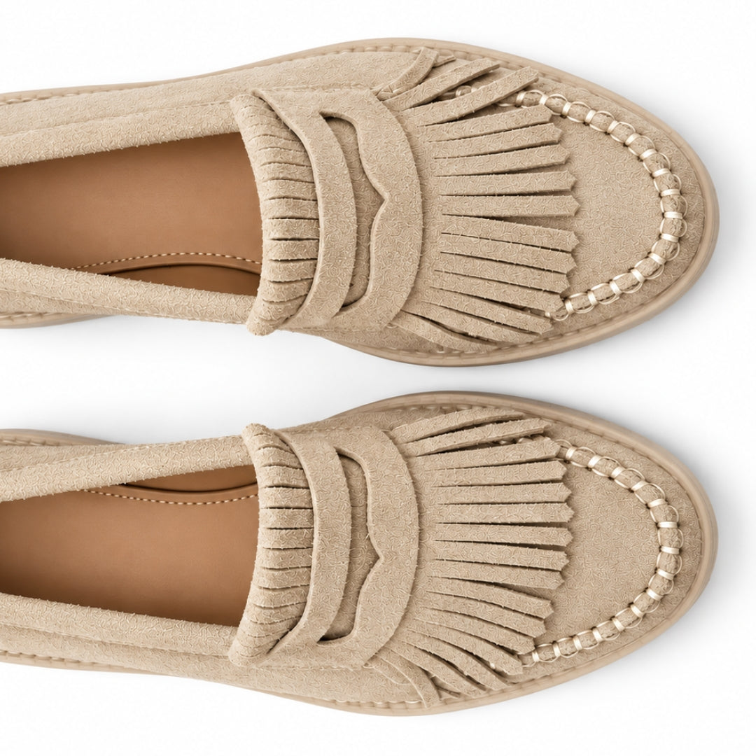 Mocassin Daim Frange Plat  H26-F091