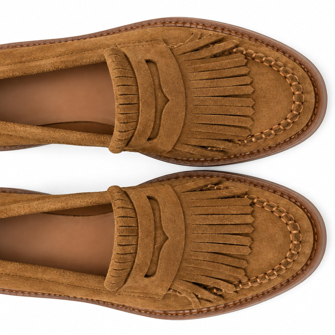 Mocassin Daim Frange Plat  H26-F091