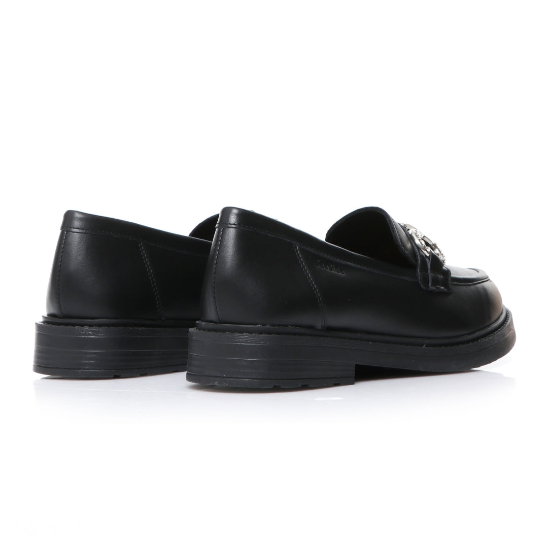 Mocassin Cuir Avec Accesoire Strass P26-406