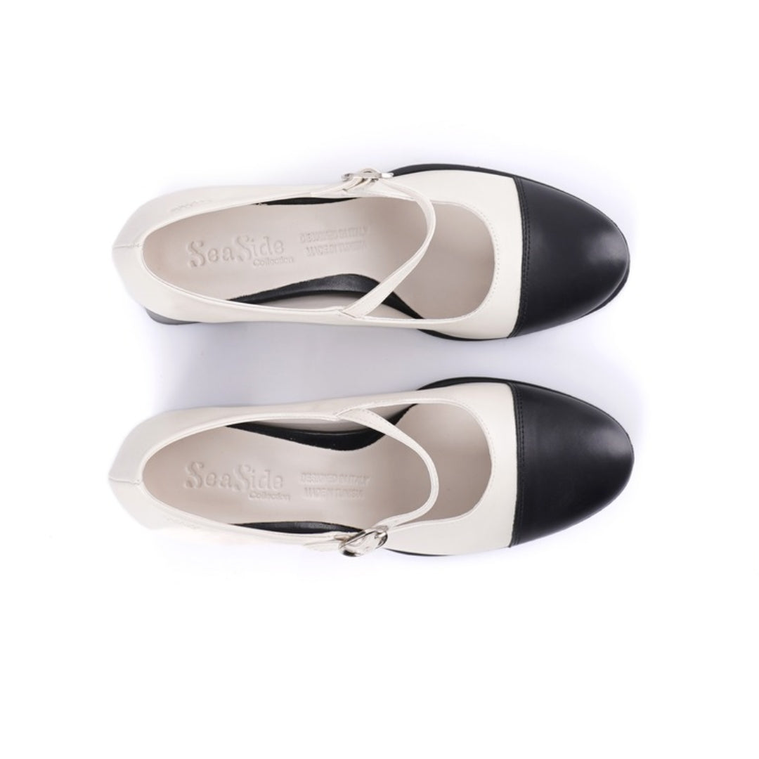 Mary Jane 100% Cuir Demi-Talon P26-0111