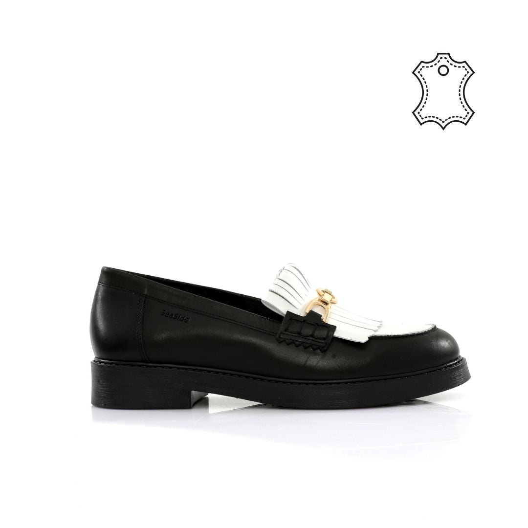 Mocassin Frange Cuir Plat  P25-400