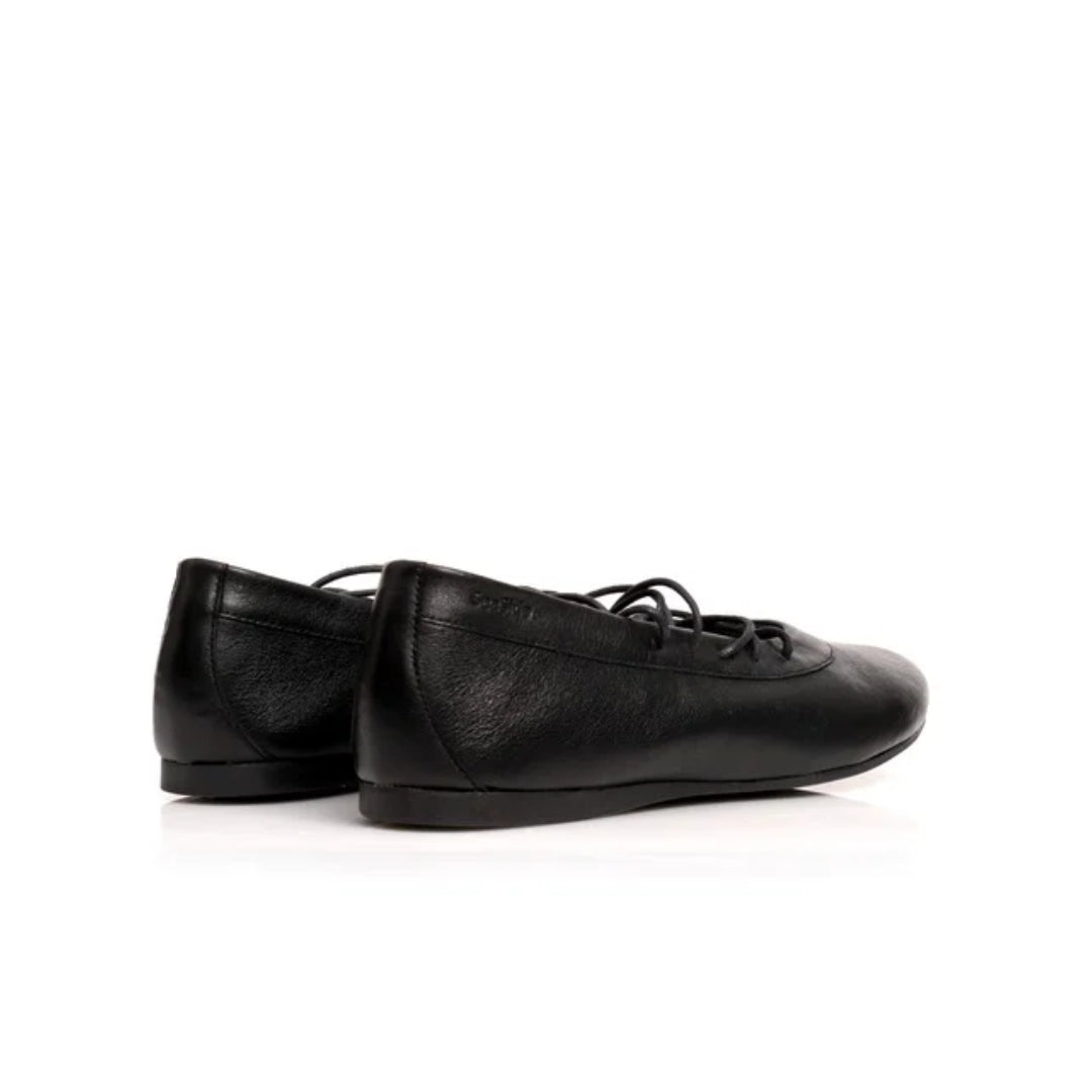 Ballerines Cuir noir à lacets P26-2705