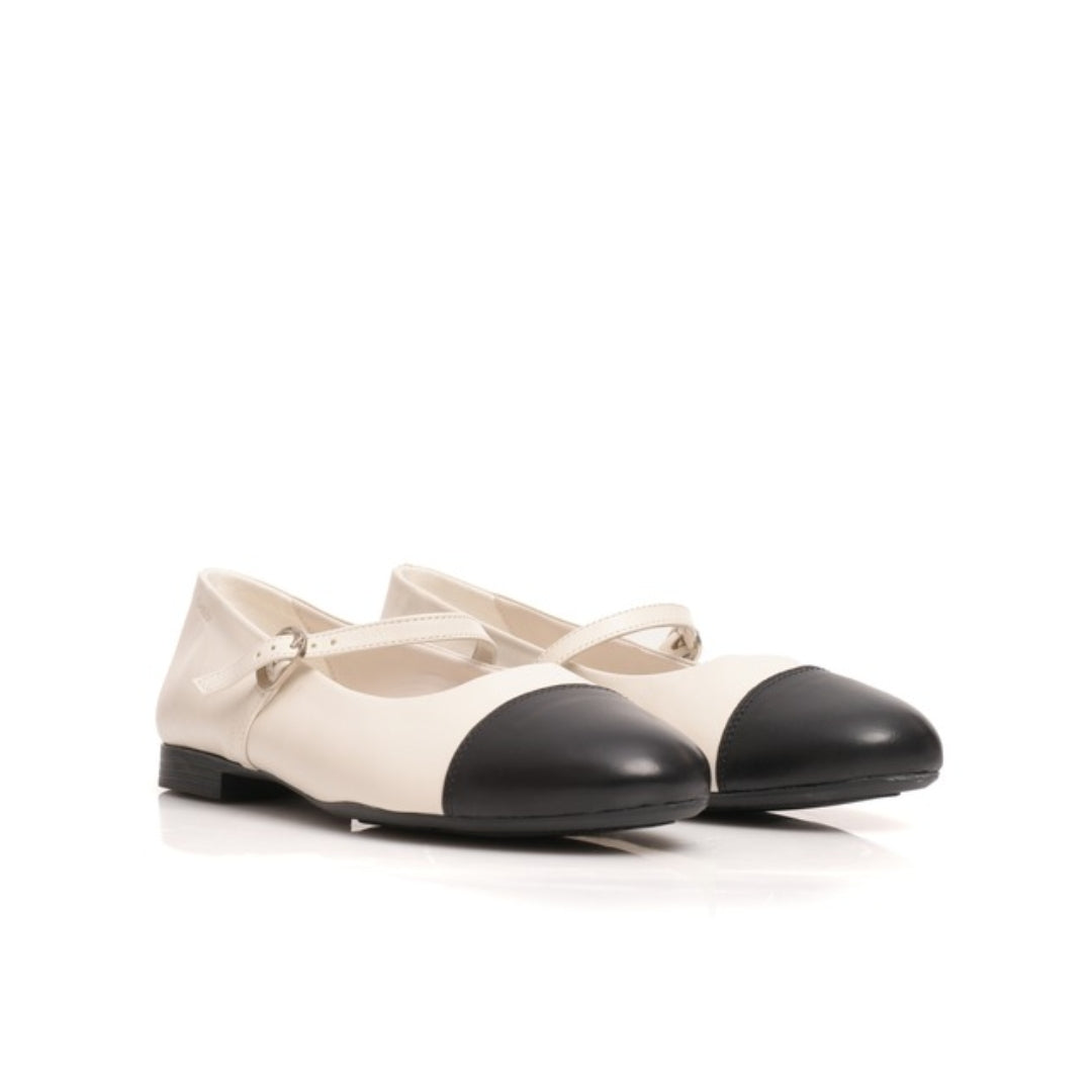 Mary Jane Cuir bimatiere plat P26-1018