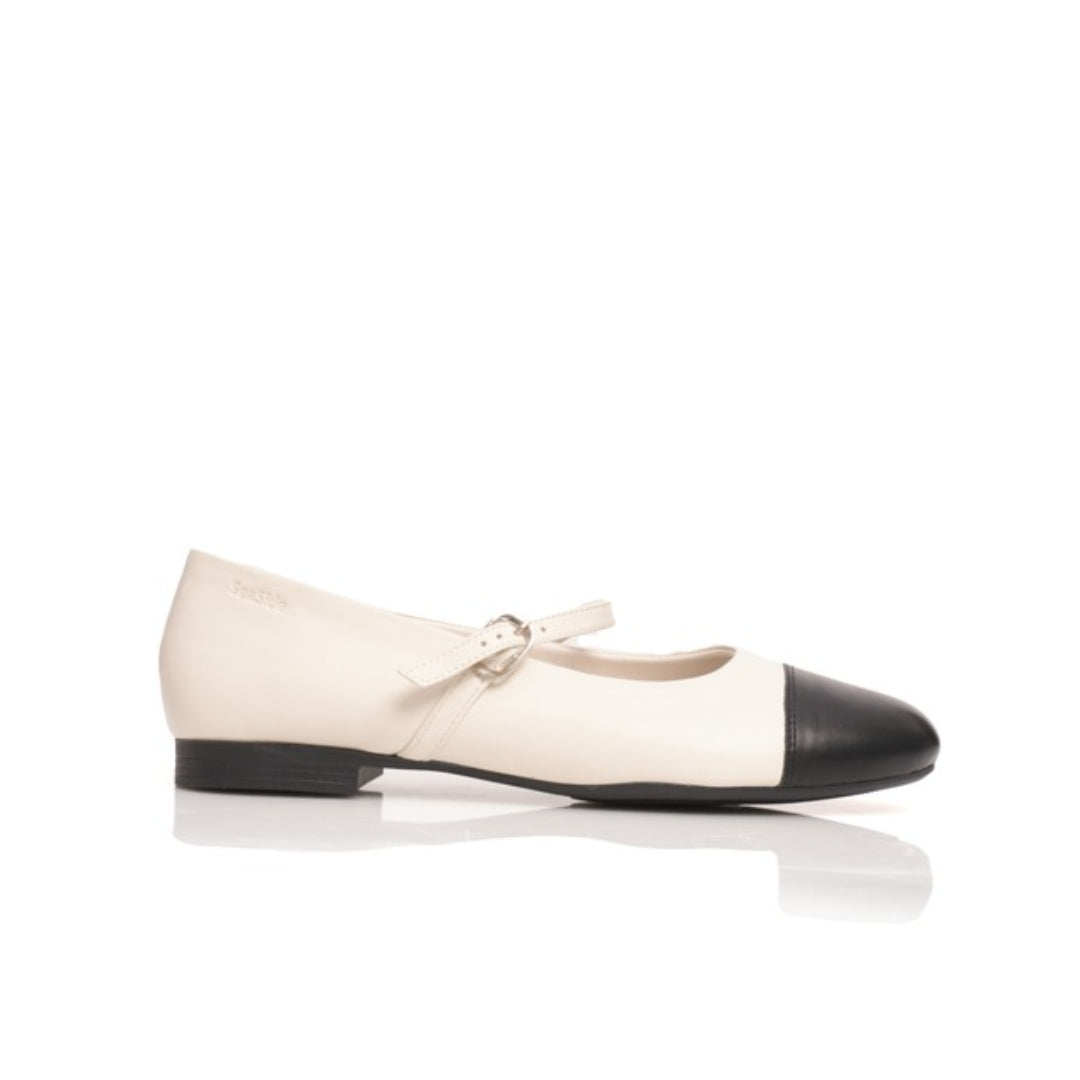 Mary Jane Cuir bimatiere plat P26-1018