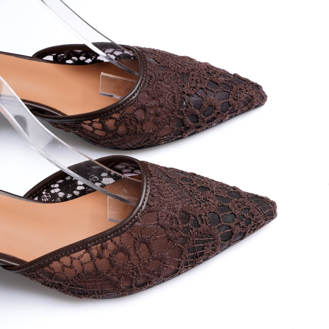 Slingback dentelle demi talon E26-F561